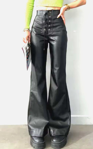 Schwarze bootcut lederhose - bootcut,