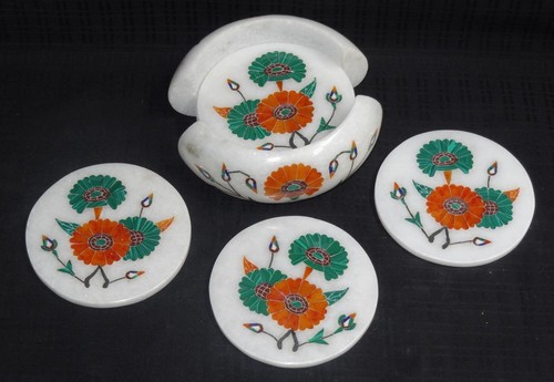 Marmor untersetzer set inlay - marmor,