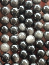 Silberner Obsidian Perlen Mit