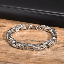 UNISEX GLIEDER ARMBAND EDELSTAHL SILBERFARBEN ELEGANT BIKER  MASSIV