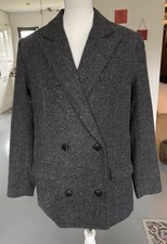 Jacke Blazer H&M S Oversize Grau Fischgrät wie neu 2-Reiher