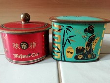 Teedosen Blechdosen Meßmer Tee 60er 70er Jahre Türkis Rot Geisha Japan Antik