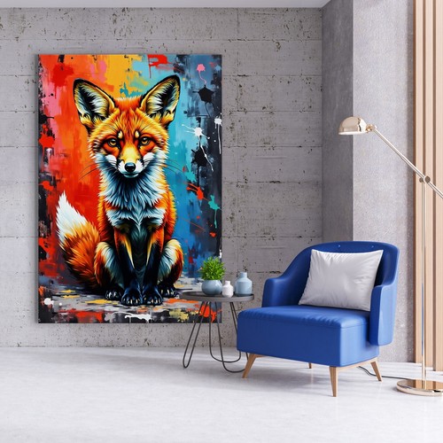 Wandbild bunt fuchs tier - wandbild,,