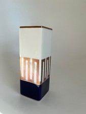 Echt M.C. Hutschenreuther Kobalt Porzellanvase eckig, weiß, blau gold