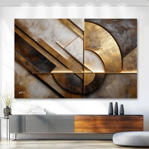Abstrakter kunstdruck gold - kunstdruck,