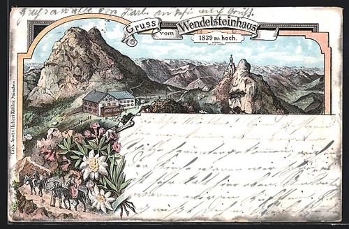Lithographie wendelsteinhaus - lithographie,
