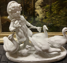 Porzellanfigur gänsehirtin - porzellanfigur, "gänsehirtin"