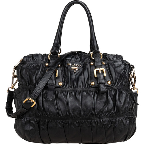 Prada black leather gaufre - prada,