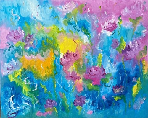 ölbild gemälde blumen - Ölbild,