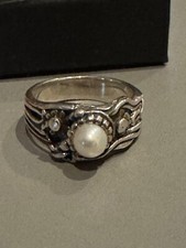 Trollbeads Jugendpearl silver ring, size 54