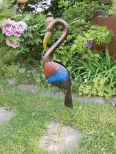 Vogel Fantasievogel Reiher braun Skulptur Figur Metall Kranich