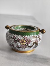 Vintage Cloisonne Schale Aschenbecher Emaille floral Asien Chinesisch 