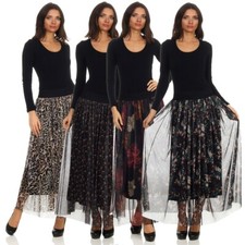 Damen Blumen Druck Maxirock