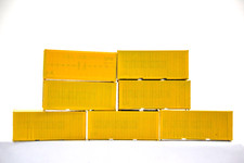 Seecontainer 20Fuss 7x H0 1:87 Eisenbahn Container gelb bemalt Set W8