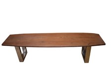 Sitzbank Baumkante 180 cm Nuss massiv Edelstahl B-Ware 42245