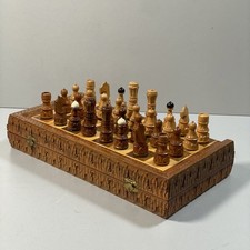 Original Holz Schachfiguren 6,2 cm Königshöhe Geschnitzt Russisch