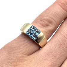 Bandring 14kt Gelbgold Ring Schmuck blauer Spinell 585 Gold 14K massiv RW 57
