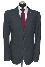 Calamar Sakko Jackett 56 blau dunkelblau gemustert Einreiher 2-Knopf Baumwolle