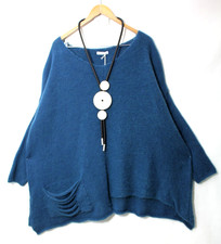 Moonshine Pullover 48 50 52 54 Oversize  Lagenlook  Blau Tasche Neu