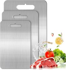 3 Stück Titan Schneidebrett, Upgrade 2025 Edelstahl Schneidebrett, BPA-freies