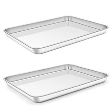 Backblech 2er Set, Klein Edelstahl Kuchenblech Backofenblech, Rechteckig