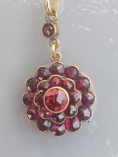 8 kt Kette Collier Panzerkette Gold 333 Blume Blüte Golddouble Granat 42 cm