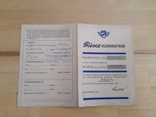 Rixe  Betriebserlaubnis RS 50 K, für ein Kleinkraftrad von 1960.