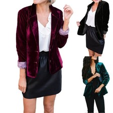 Damen Langarm Samt Blazer