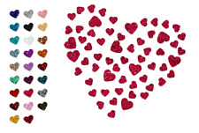 Bügelbild Glitzer Herzen-Set 60 Stück