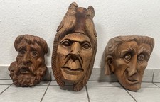 3 Holzmasken Wanddeko