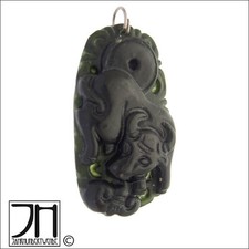 Vintage Jade Anhänger Büffel Grün Schwarz Schnitzerei china pendant carving