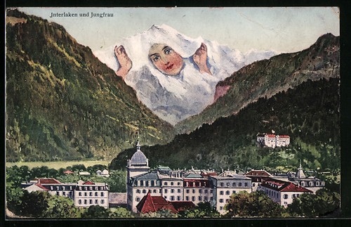 Interlaken ortsansicht mit - ak,