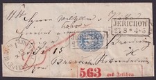 Preusen 17 a Kastenstempel JERICHOW + Orts-Zettel DATUM KOPFSTEHEND (942)