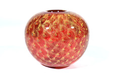 Ercole BAROVIER Murano Glas Vase ° Kugelvase ° zersprengte Goldfolie