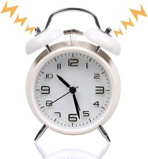 4 Zoll Doppel Glockenwecker mit Nachtlicht Lauter Alarm Wecker Retro kein Ticken