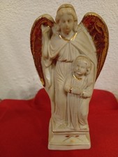 schöner Porzellan Schutzengel mit Kind Goldauflage Weihnachten