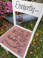 alter Stuhl handgemalt Holzstuhl Küchenstuhl Beistellstuhl Shabby Brocante antik