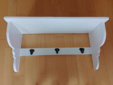 Kleines altes Wandbord Küchenregal mit Hakenleiste weiß Landhausstil