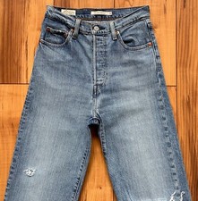 100%ORIG LEVIS PREMIUM RIBCAGE STRAIGHT BAGGY JEANS GR. W26 L27 HELLBLAU CW-5018