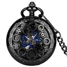 Vintage Steampunk Herren Taschenuhr Skelett Luxus Taschenuhr mit Kette