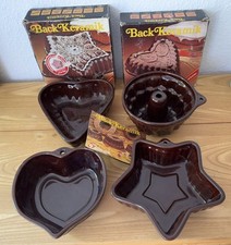 Konvolut 4x Scheurich Back-Keramik Backform Gugelhupf Herz Stern Braun SEHR GUT