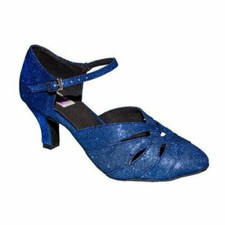 Damentanzschuhe 55mm Absatz, glitzerblau, Abendschuh Gr. 2,5 - 34,5