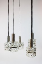 Sölken Leuchten Hängelampe Chrom Kristallglas Midcentury 1970er (10431-1 I5-9)