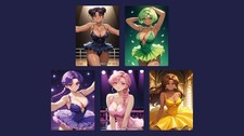 Waifu Card Set, 5 Sexy Anime Cards, Ballerina Set, Holographic, TCG