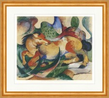 Springendes Pferd von Franz Marc Aquarell Poster Plakatwelt 1110 Gerahmt
