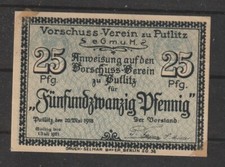 Notgeldschein Putlitz 25 Pfg.  1918