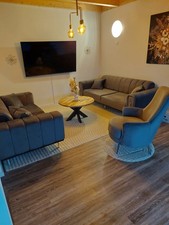 Sofa Garnitur 3-teilig Anthrazit Microfaser Stoff