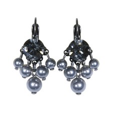 Konplott Ohrringe EuroWire Ohrhänger Pearl Shadow hängend grau Schwarzer Diamant