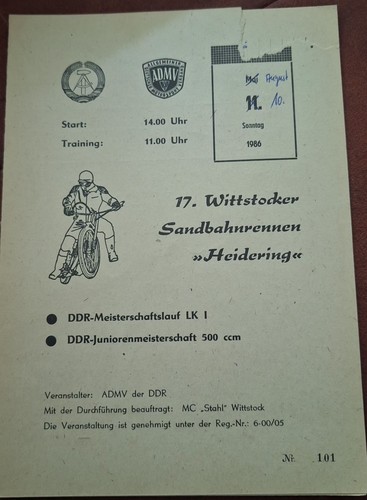 Speedway sandbahn 1986 - speedway, 10.8.1986