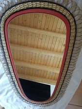 DDR Vintage Spiegel 70er, Alt, Rattan Korb Korbgeflecht, Oval, ALT**